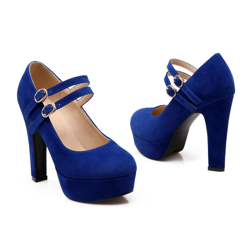 Buckle Thick Heel High Heel Women's Single Shoes