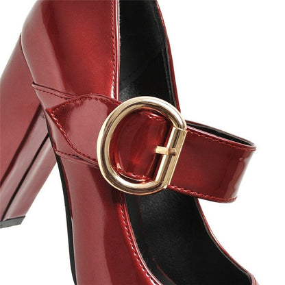 Women's Small Size Thick High-heeled Shoes With Buckle