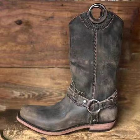 Round head flat boots