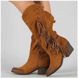 winter new belt buckle tassel boots boots