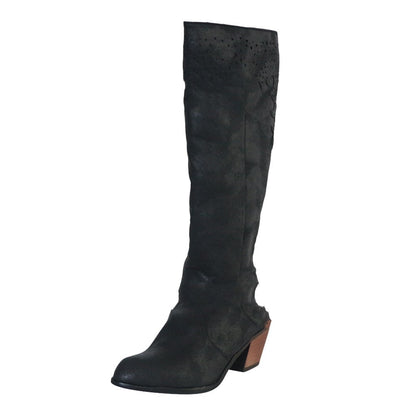 Source side zipper boots women's thick heel stand alone