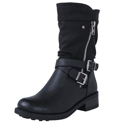 Botas Martin Zapatos Grandes de Mujer Hebilla de Cinturón Tacón Plano BOTAS CASUALES 