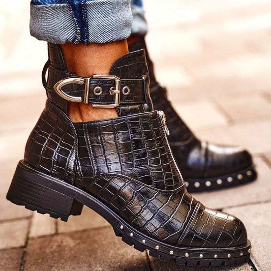 Botas Martin cómodas de invierno con punta redonda y costuras de tubo bajo