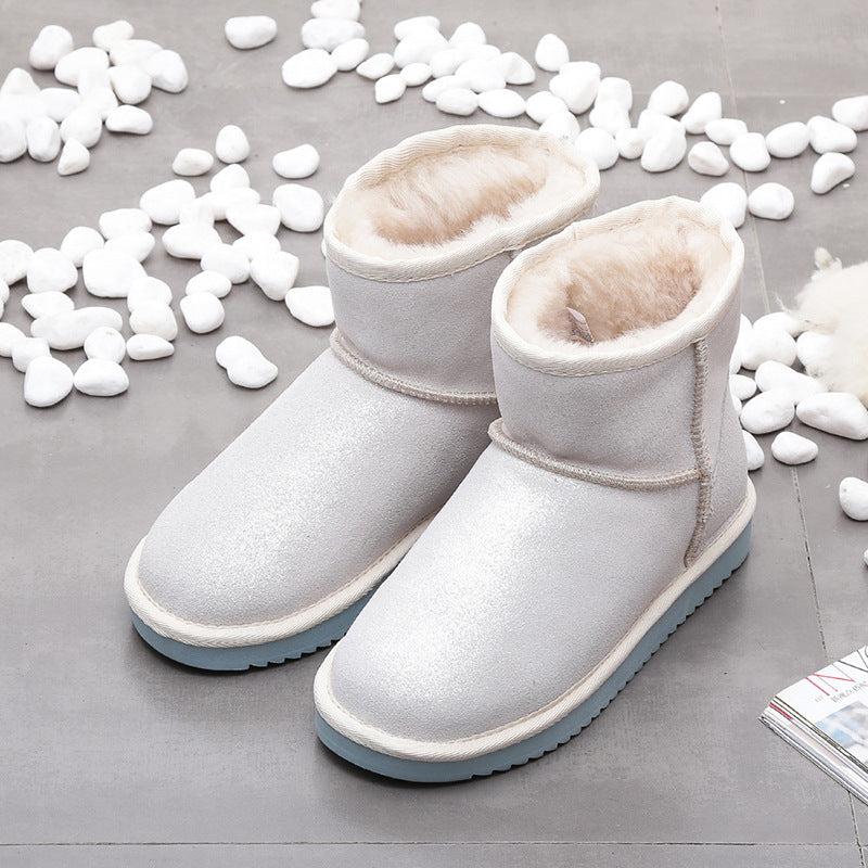 Botas de nieve de tubo corto, cálidas y aterciopeladas, para mujer All-Match