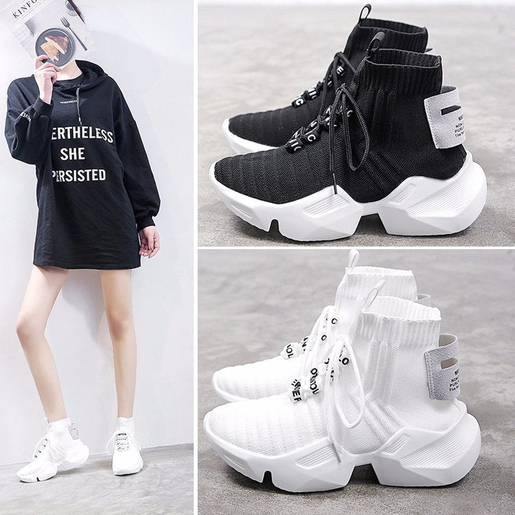 Chaussettes Bottes Chaussures Tendance Plates Décontractées Hip Hop Harajuku Montantes