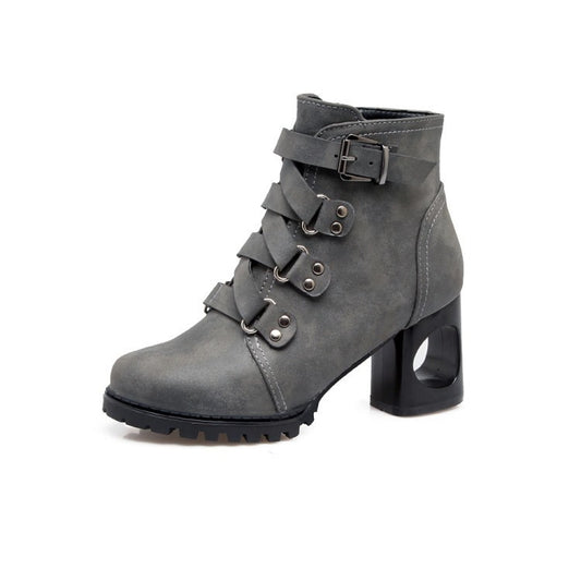 Chunky Heel High-Heeled Martin Boots Waterproof Platform Large Size