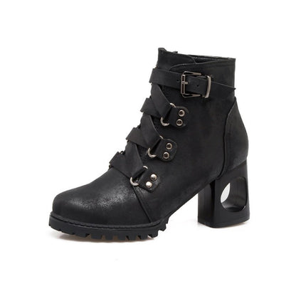 Chunky Heel High-Heeled Martin Boots Waterproof Platform Large Size