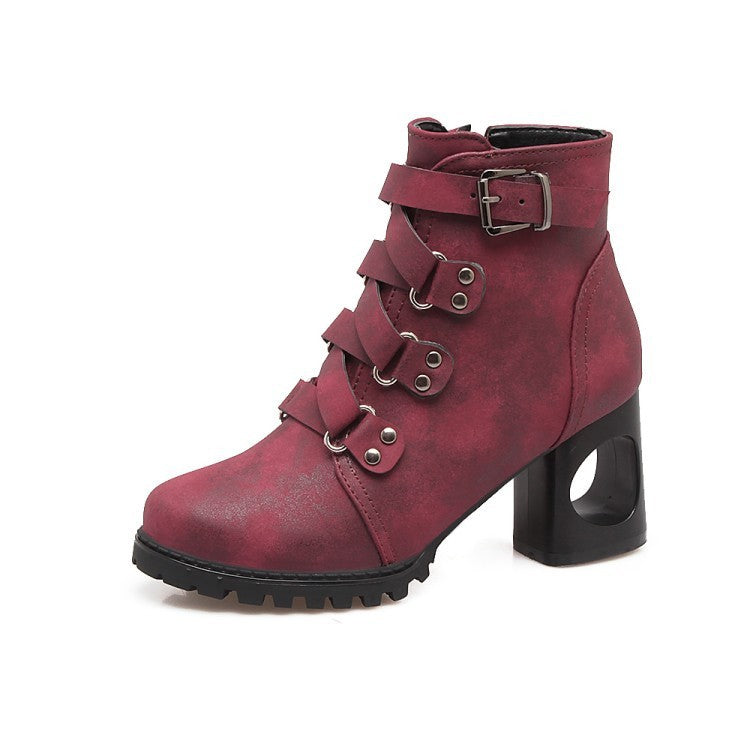 Chunky Heel High-Heeled Martin Boots Waterproof Platform Large Size