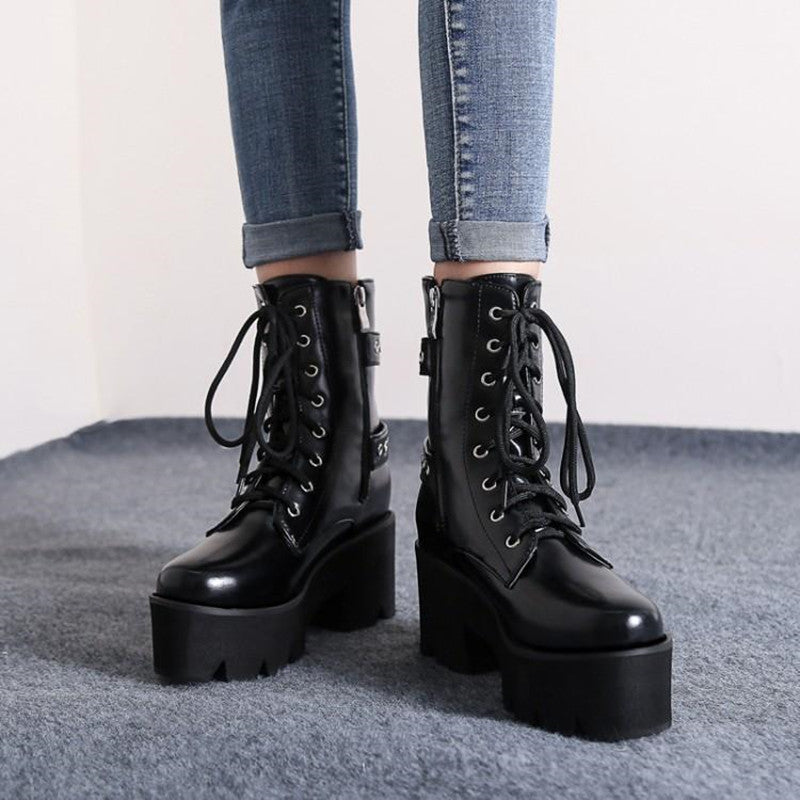 Botas estilo japonés estilo harajuku con plataforma para mujer, estilo punk, estilo martin cavalier