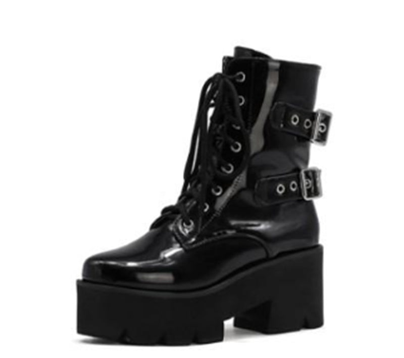 Japanese Harajuku Trifle Platform Motorcycle Punk Martin Cavalier Women's Boots Shoes