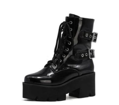 Japanese Harajuku Trifle Platform Motorcycle Punk Martin Cavalier Women's Boots Shoes