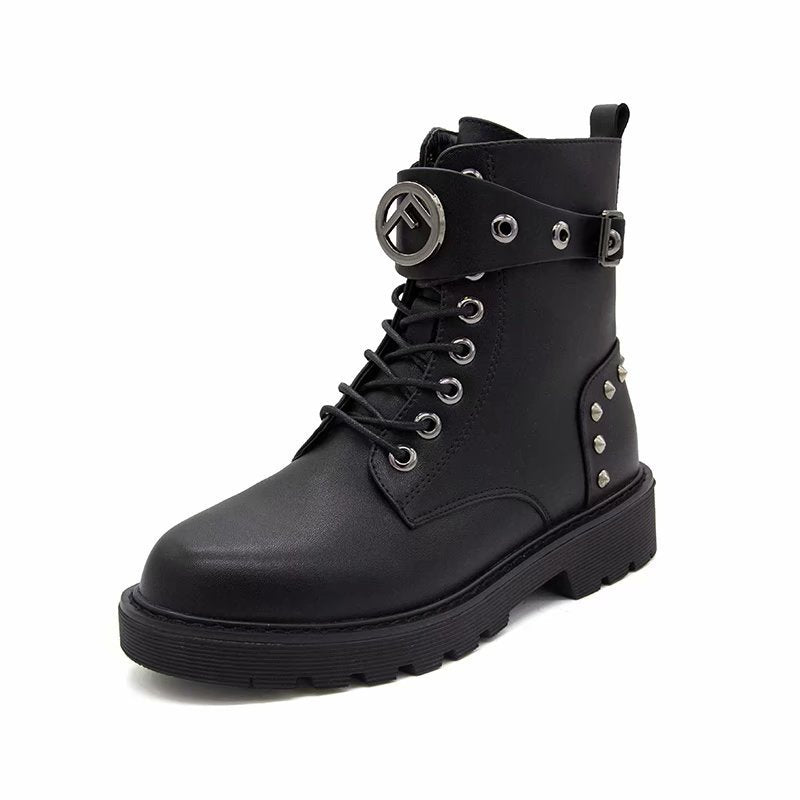 High-Cut Mid-Tube Women's Boots With Rivet Martin Boots