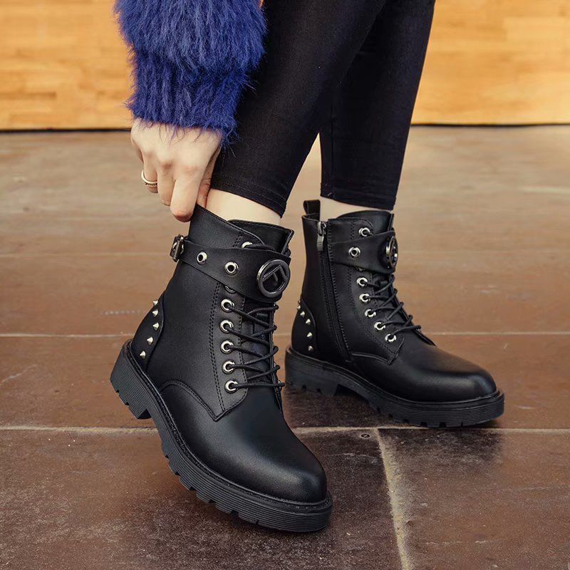 High-Cut Mid-Tube Women's Boots With Rivet Martin Boots