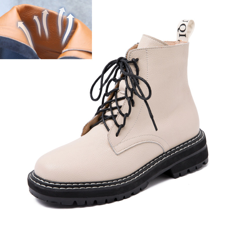 Botas Martin con cordones y punta redonda, estilo británico, para mujer