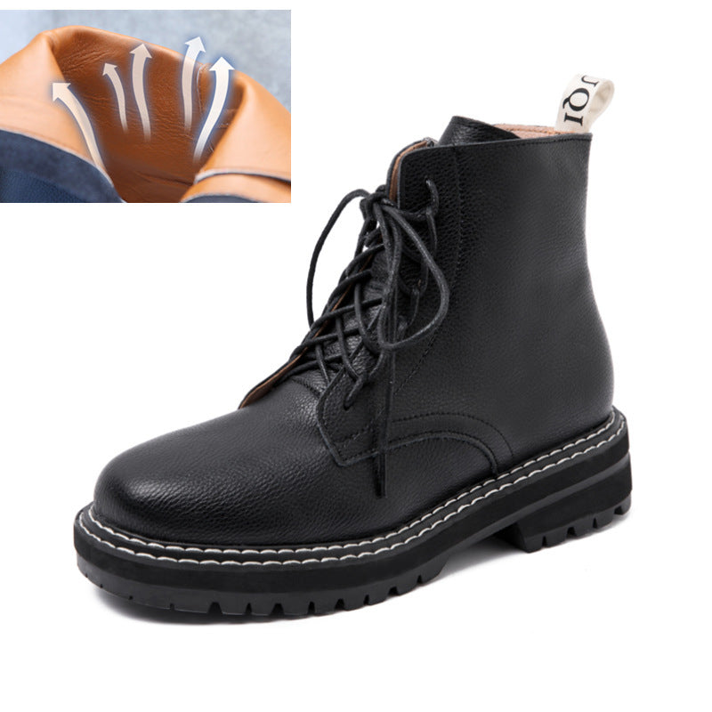 Botas Martin con cordones y punta redonda, estilo británico, para mujer