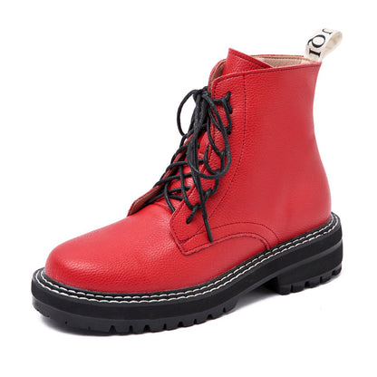 Botas Martin con cordones y punta redonda, estilo británico, para mujer