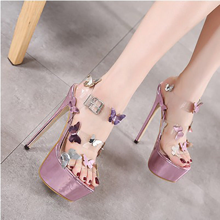 Bow knot Open Toe Sandals All-Match Stiletto Sexy Super High Heels