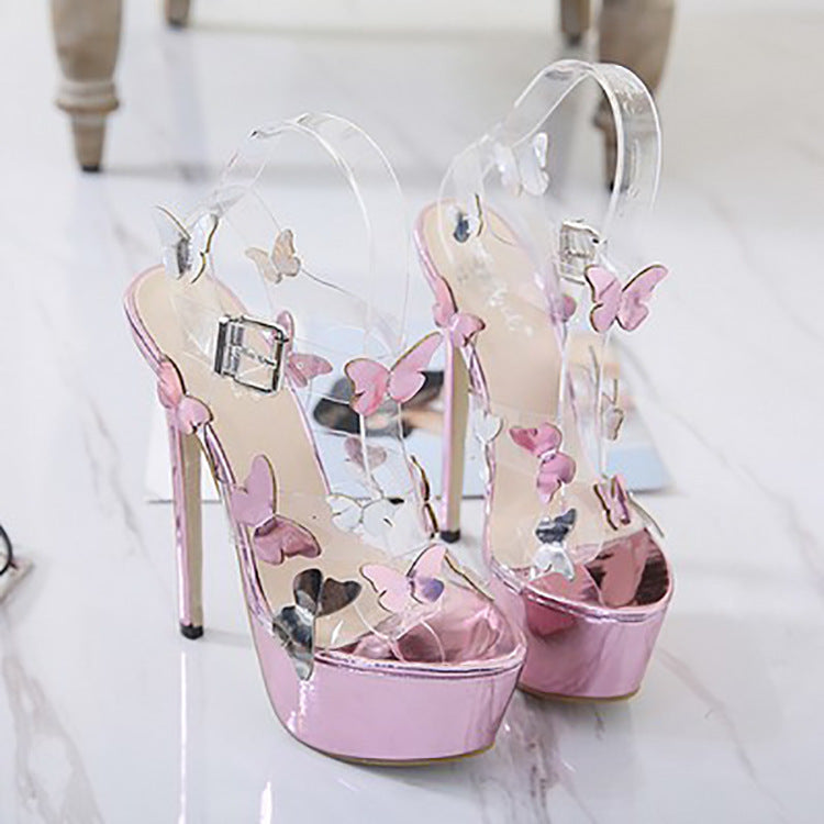 Bow knot Open Toe Sandals All-Match Stiletto Sexy Super High Heels