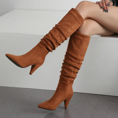 Fashion Women's Pointed Toe Tapered Heel High-Heeled Boots