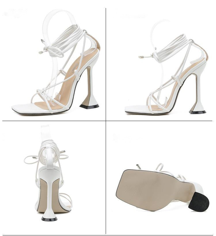 Square Headband High Heeled Shoes with Thin Heel