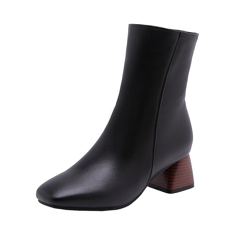 Bottes courtes à fermeture éclair latérale Bottes tendance pour femmes de grande taille