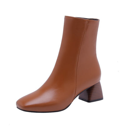 Bottes courtes à fermeture éclair latérale Bottes tendance pour femmes de grande taille