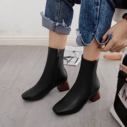 Side Zipper Short Boots Plus Size Ladies Fashion Boots