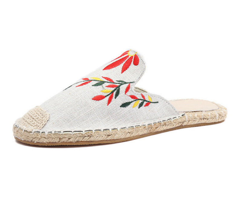 Amazon Female Embroidered Fisherman Half Slippers