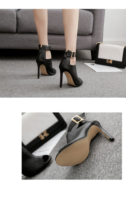 Roman Style Fish Mouth High-Top Sandals Fashion High-Heeled Sandals Women