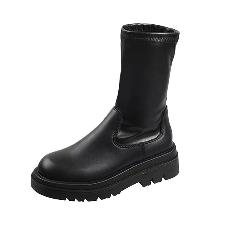 Bottes courtes à plateforme noires tendance pour femmes