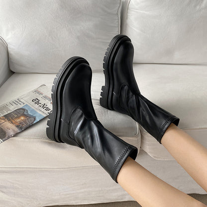 Bottes courtes à plateforme noires tendance pour femmes