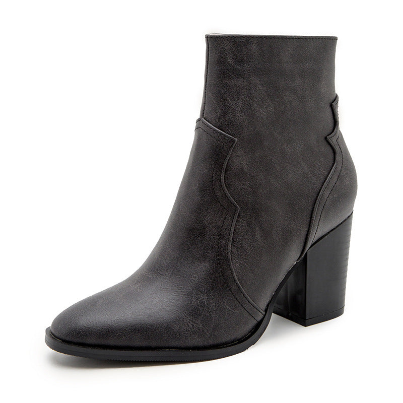 Autumn And winter Short Thick-heeled High-heeled Short Boots