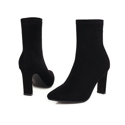 Fashion High Heel Pointed Suede Ankle Boots