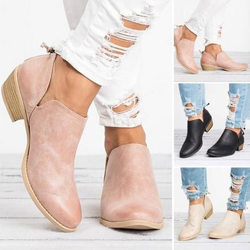 Autumn Women Shoes Retro High Heel Ankle Boots