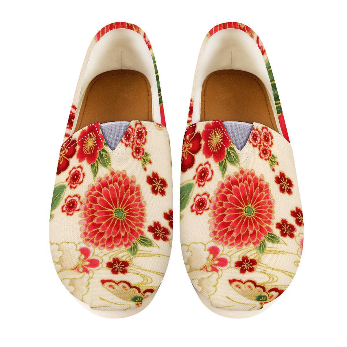 Zapatos de lona casuales con diseño de flores rosas, zapatos de tela para perezosos