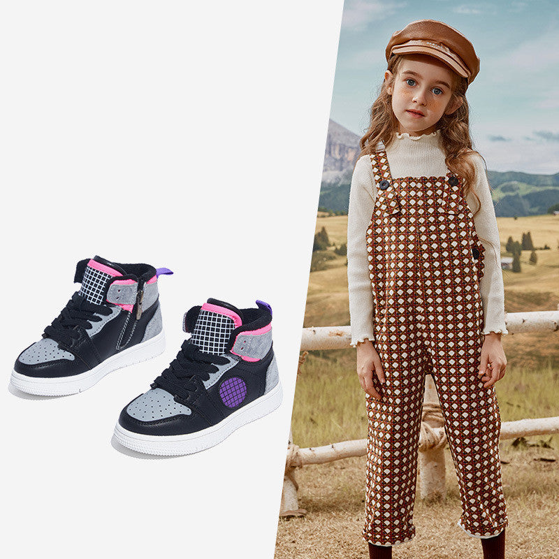 Elementary School Sports Shoes Plus Cashmere Cotton Shoes