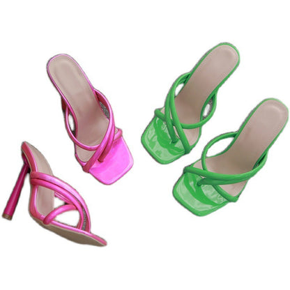 Women's Cross-strap Super High-heel Flip Flops Plus Size Sandals And Slippers