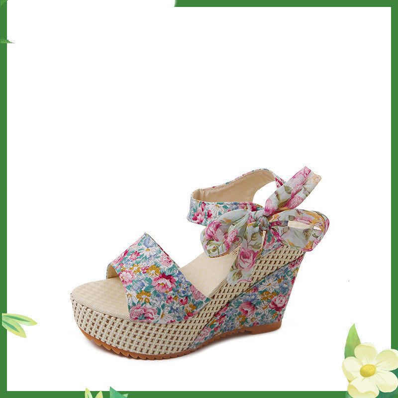 Women Wede Sandals Floral Bohemia Fashion Ankle For Ladies