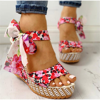 Women Wede Sandals Floral Bohemia Fashion Ankle For Ladies