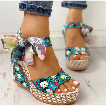 Women Wede Sandals Floral Bohemia Fashion Ankle For Ladies