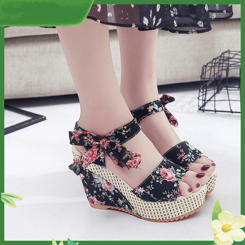 Women Wede Sandals Floral Bohemia Fashion Ankle For Ladies