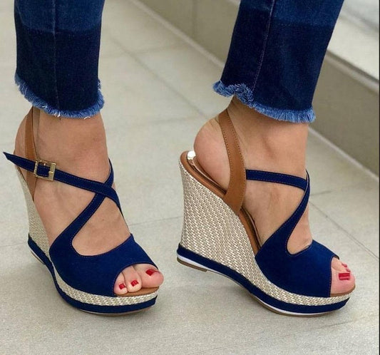 Sandalias de cuña con plataforma impermeables con dientes para mujer