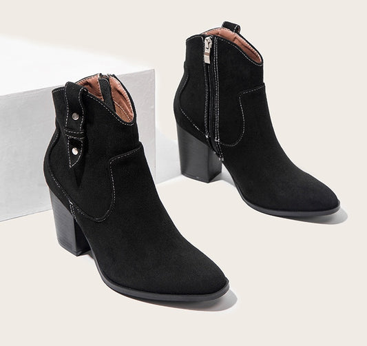 Botas Martin de otoño e invierno de tubo corto con tacón grueso y cremallera lateral, botas cortas de moda para mujer