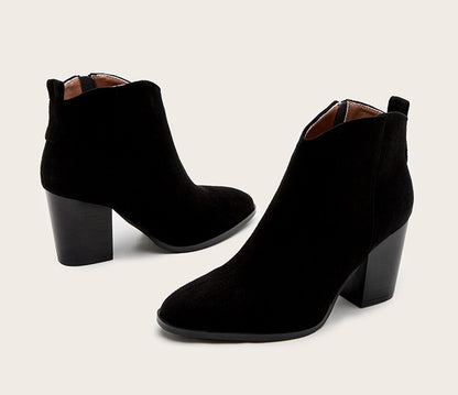 Shoes European And American Foreign Trade Fashion Suede Short Boots Thick Heel  Ladies  Boots