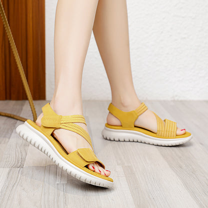 Women's Sandals Simple And Light Sporty Wedge Heel Elastic Plus Size Slippers