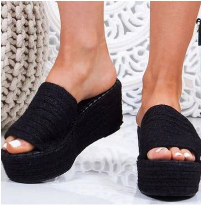 Fish Mouth Sandals And Slippers With Wedge Heel