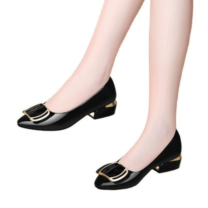 Mid-Heel Soft Leather Mary Jane Shoes