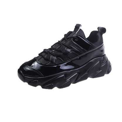 Patent Leather Thick-soled High-rise Casual Polyurethane Sneakers