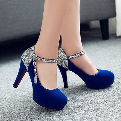 Fashion Sequined Frosted Velvet High Heels