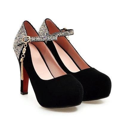 Fashion Sequined Frosted Velvet High Heels